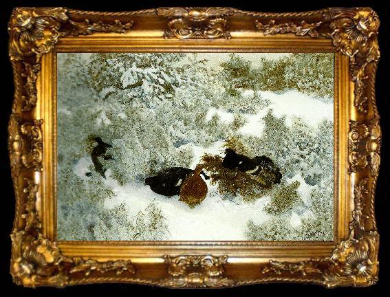 framed  bruno liljefors vinterlandskap med orrar, ta009-2